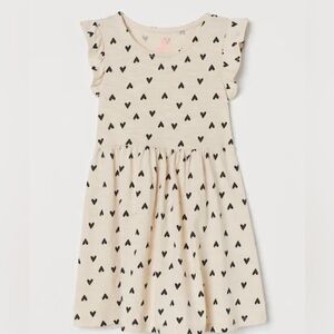 H & M Girls heart jersey dress beige and black heart  sleeveless  dress size 6